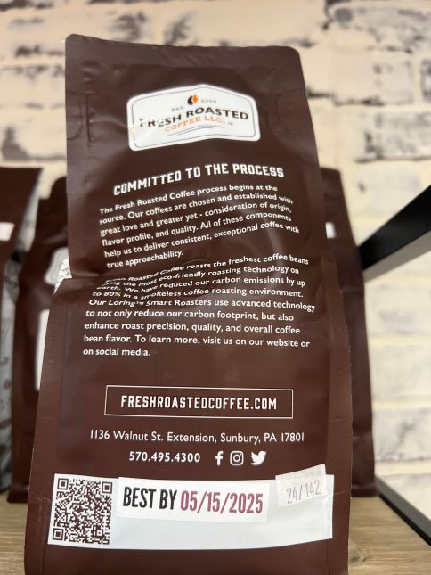 description of coffee on the back of a coffee bag